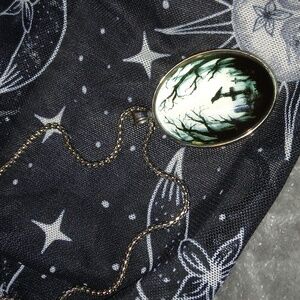 Gothic Glass Graveyard Crow Necklace